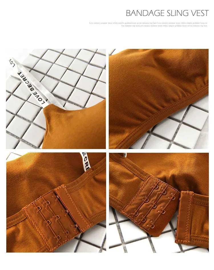 New Sexy Seamless Detachable Padded Sling Cotton Bra Casual Letter Printing Bra Fitness Breathable Ladies Bra