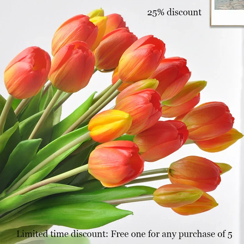 

Artificial 5 Stems Tulip Bouquet Wedding Decoration Bridal Bouquet Latex Tulips Home Decoration Party Event Flower Arrangement