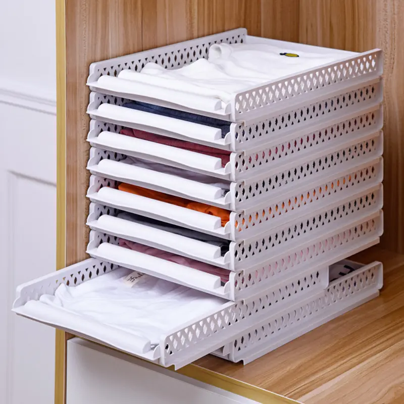 Bedroom Storage Shelves Wardrobe Closet Layered Partitions Home Drawers Organizer Stackable Storage Box Space Separation Tool - Image 3