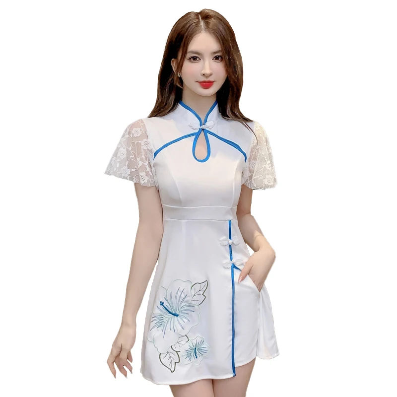 

Beauty Salon Technician Overalls Female Summer Embroidery Uniform Beautician Foot Massage Sauna Spa Women's Clothing Workwear