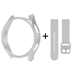 Elegant Strap and Protective Case with Hollow Bumper for Galaxy Watch 4 40mm (Grey Silver)