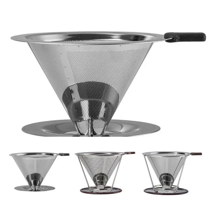

Reusable Stainless Steel Coffee Filter Holder Pour Over Coffees Dripper Mesh Coffee Tea Filter Basket Tools for kitcehn office