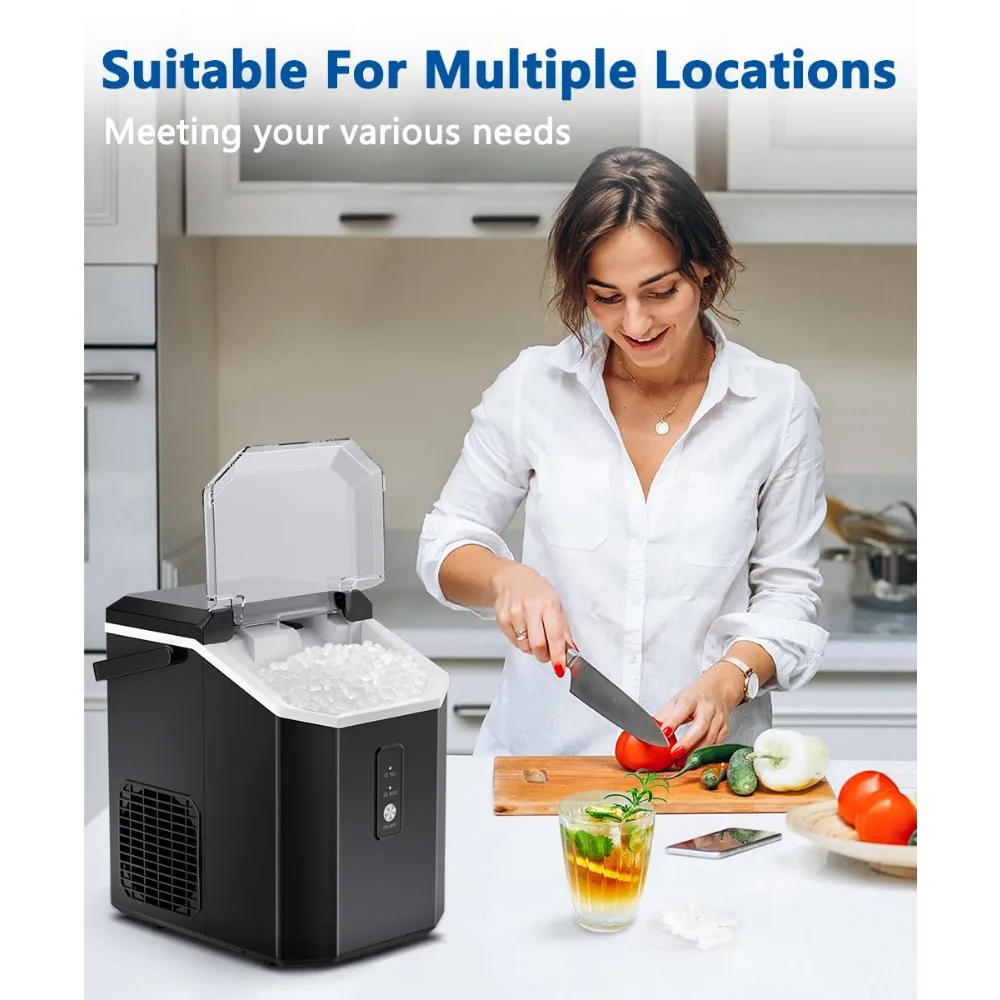 Nugget Ice Maker, 10,000pcs/33lbs/Day, Portable Handheld Nugget Ice Maker Machine with Handle, Ice Makers Countertop 6