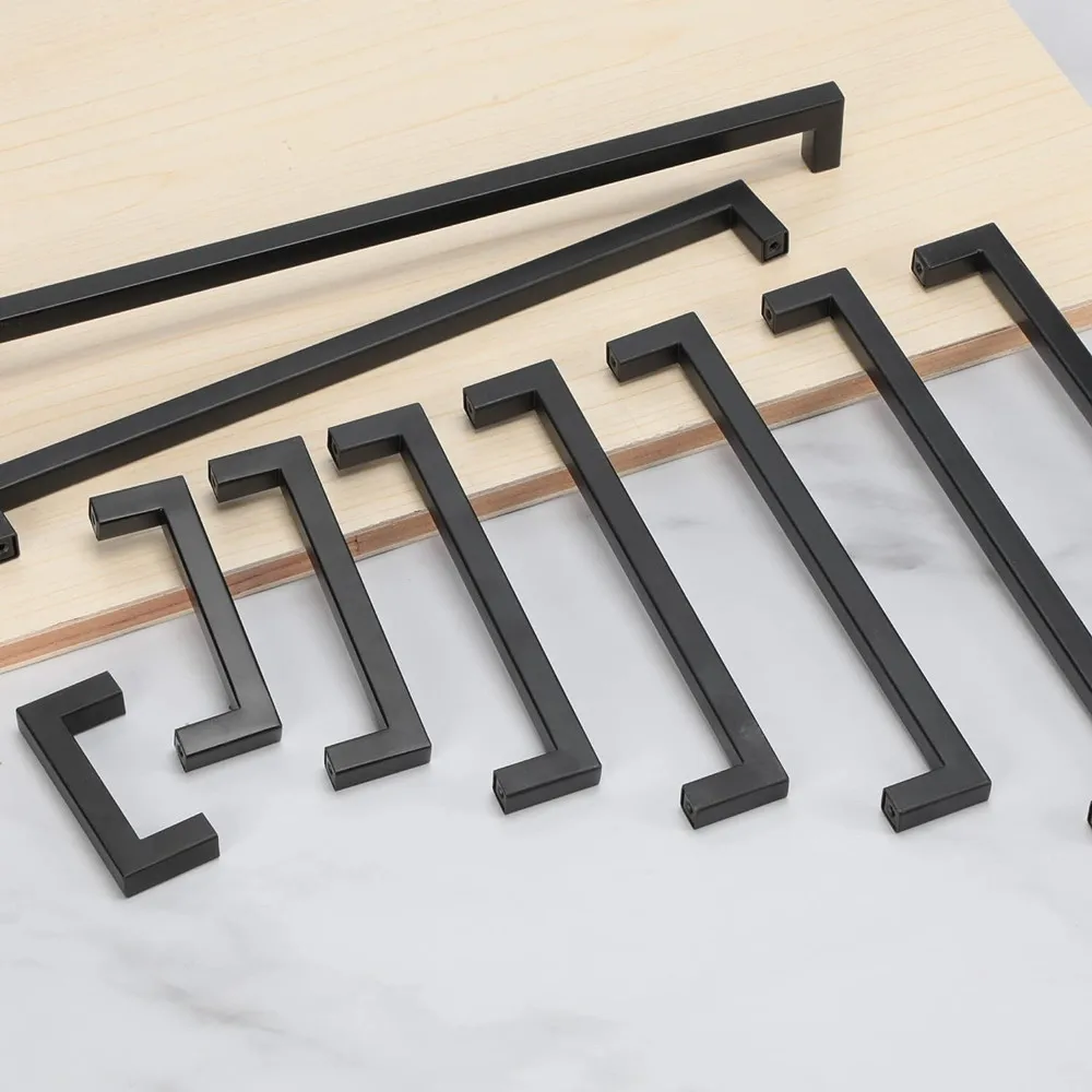 Black Cabinet Pulls Square Kitchen Cabinet Handles Matte Drawer Pulls Modern for Kitchen Cabinets,furniture handles,kitchen door handles