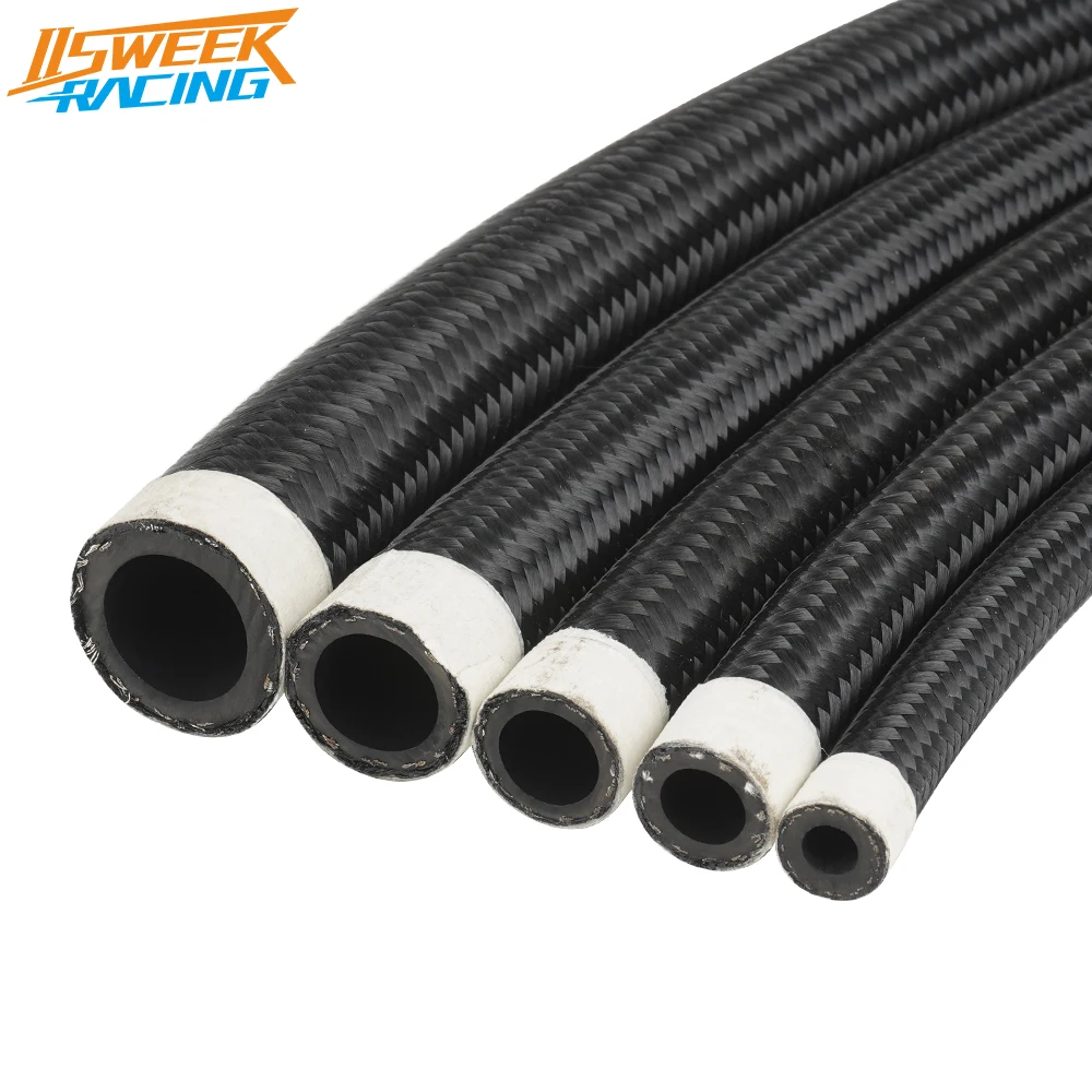 Universal 1m/3ft Nylon Stainless Steel Braided CPE Fuel Line Hose