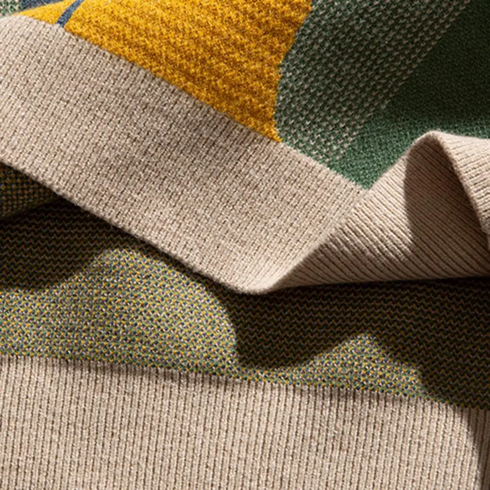 Description Picture 5 of itemMen Sweater Round Neck Men Sweater Cozy Cat Print Sweater for Men Thick Knitted Warm Pullover with Round Neck Unisex for Winter