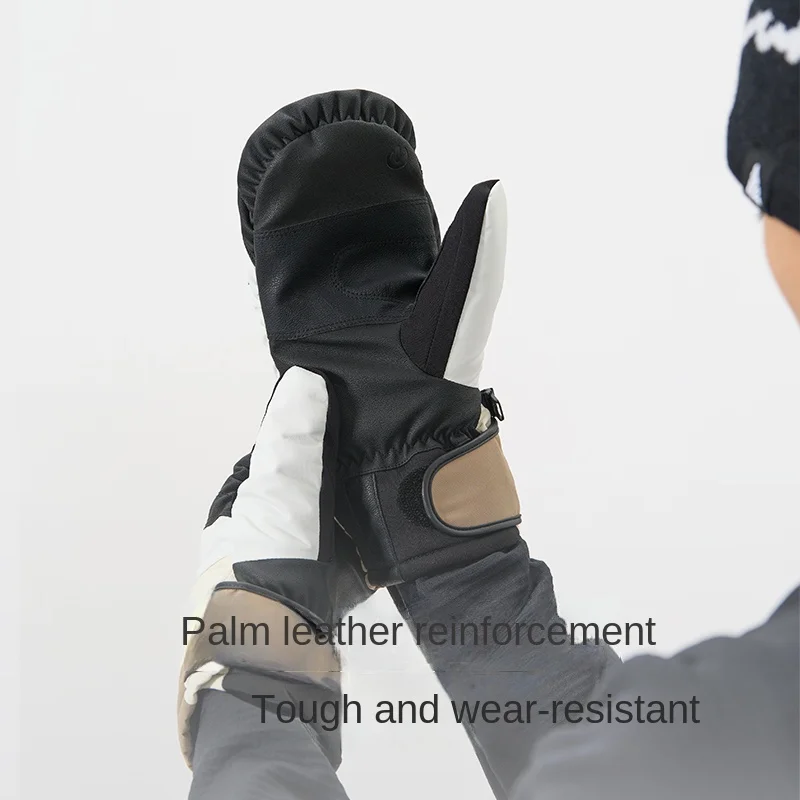 Nanend New Color-matching Ski Gloves for Women's Stuffy Men's Professional Waterproof and Warm Gold Standard P Cotton 5