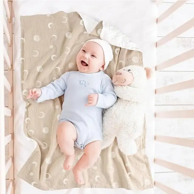 Baby Blanket with Dotted Backing, Infant Swaddles Wrap Receiving Blanket Double Layer Dotted Backing Quilt for Nursery 425F 3