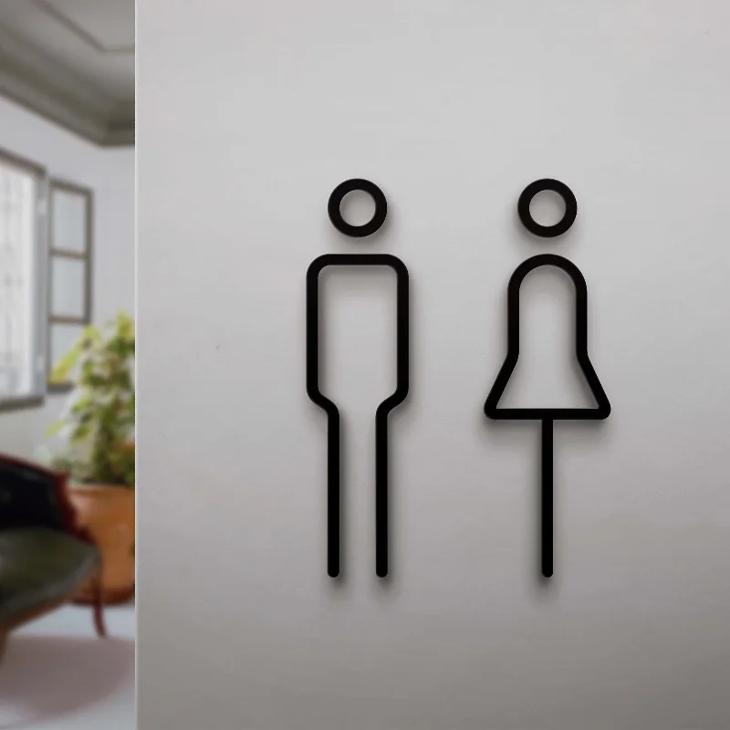 2Pcs Acrylic Toilet Gender Signs Adhesive 3D Men Women Sign Restaurant Office Hotel Bathroom Washroom Identification Signage
