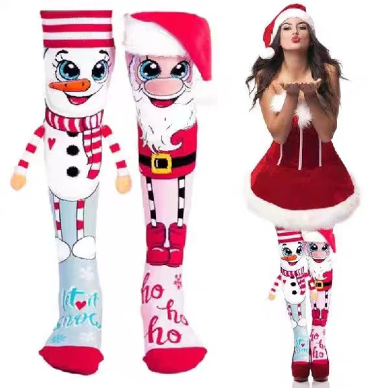 

Creative Cartoon Christmas Stockings Knee High Socks Creating An Atmosphere Decorate Santa Claus Snowman Christmas Present Socks