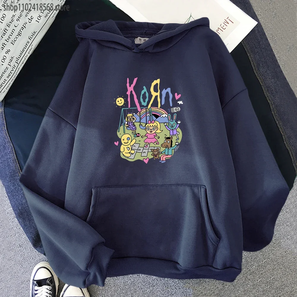 Korn Music Band Hoodies Hip Hop Cartoon Printing Sweatshirts Mens Casual Gothic Kpop Graphic Hoodie Long Sleeve Male Pullovers