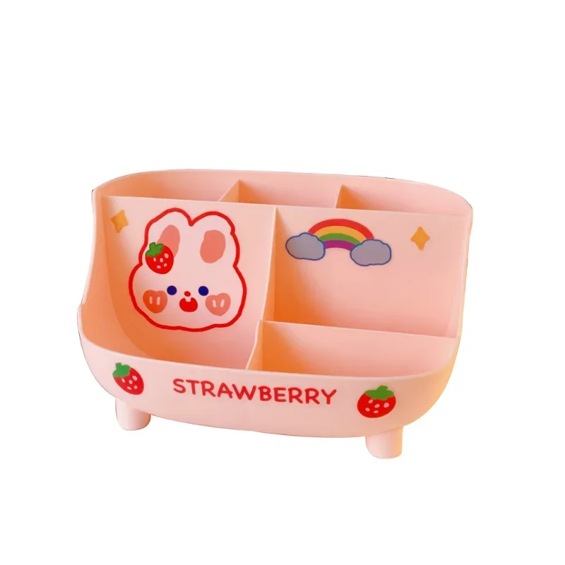 Kawaii Desktop Pen Holder Large-capacity Cute Stationery Storage Box Creative Cartoon Pencil Holder Ins Desk Organizer for Girls