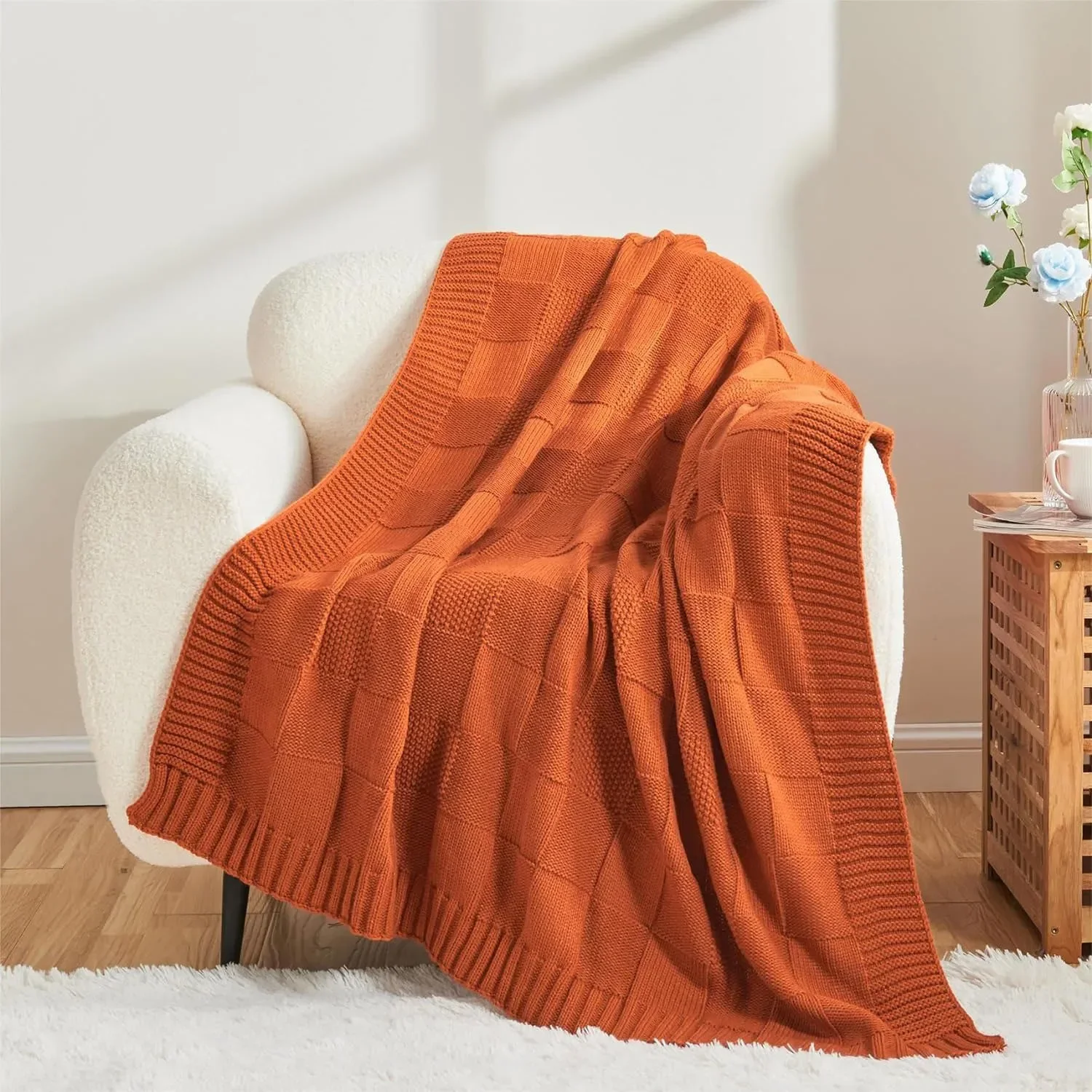 Knitted Blanket Bohemian Waffle Sofa Knitted Blanket Cover Plane Office Nap Camping Leisure Soft Blanket Shawl Small Bed Cover