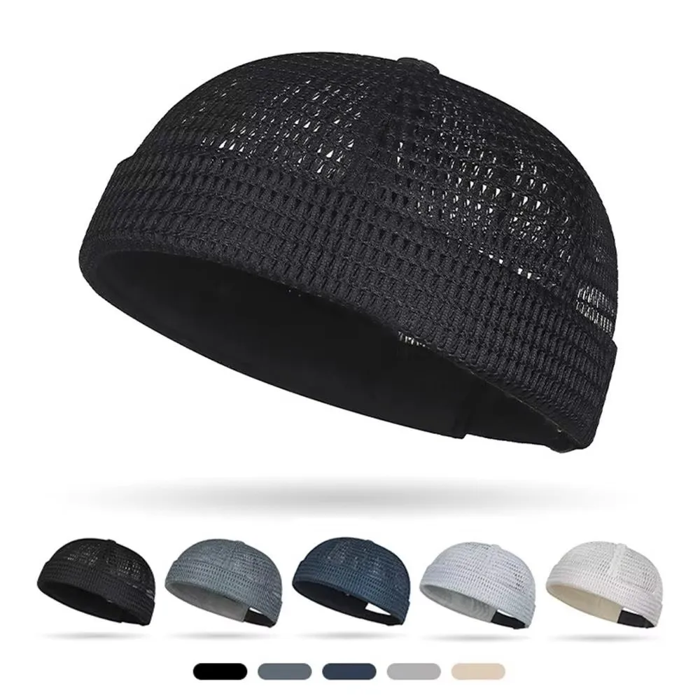 Sommer Mesh Melone Haut Hut Atmungsaktive Ultra-Licht Docker Beanies Hut Einstellbare Brimless Hip Hop Cap Sailor Vermieter Cap