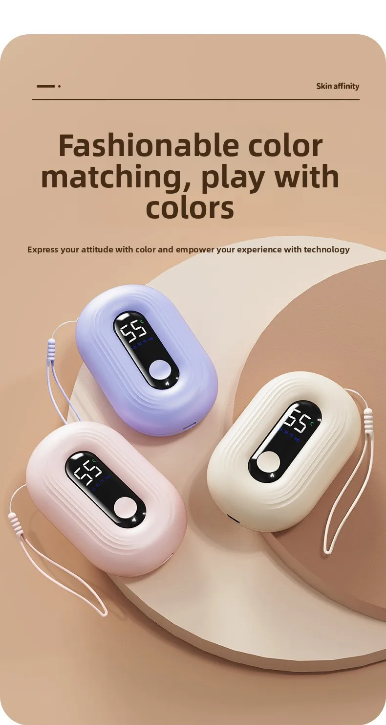 Mini Hand Warmer With Digital Display USB Charging Self-Heating Hand Warmer Gift Box Portable Warmth For Hands