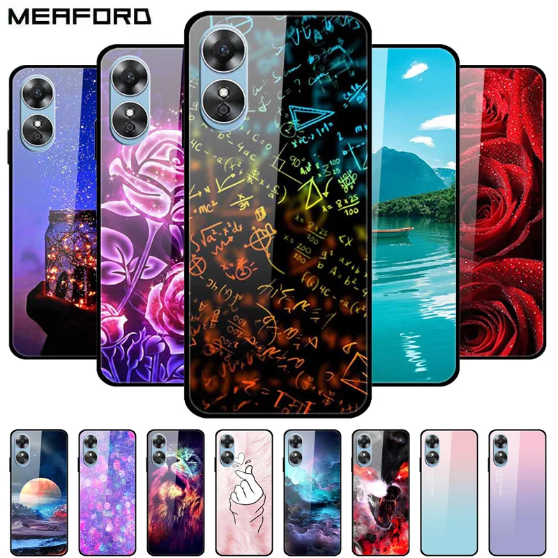 Per Oppo A17 Case A 17 4G Cover Posteriore Rigida In Vetro Temperato Antiurto Per Oppo A17 2022 Cover Oppoa17 Cph2477 Bumper Coque Case