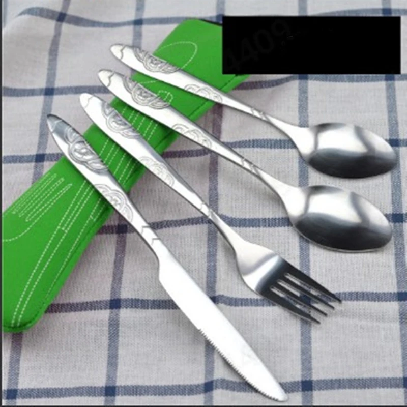 Portable Printed Knifes Fork Spoon Stainless Steel Dinnerware Set 3Pcs/4Pcs/7Pcs cutlery set,western style cutlery set,picnic cutlery set,stainless steel cutlery set,picnic tableware,camping cutlery set