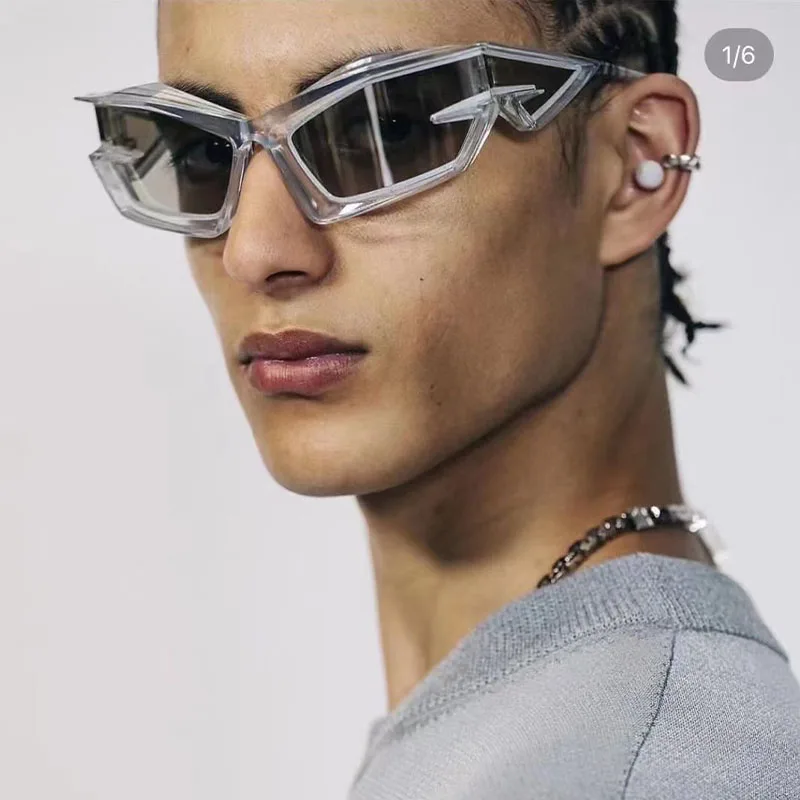 New Y2K Trendy Rectangular Sunglasses Man Outdoor Sports UV400 Goggles Vintage Punk Sun Glasses