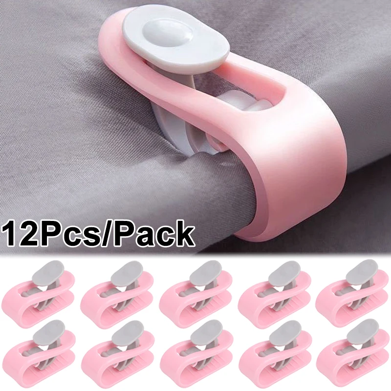12/1Pcs Duvet Clips Non-slip Quilt Blanket Clip Duvet Sheet Fixer Anti-run Bed Sheet Clips Quilt Fastener Sleep Clothes Pegs solid color luxury duvet cover girl kids bedding set single bed double twin queen king size quilt cover bed sheet home textile