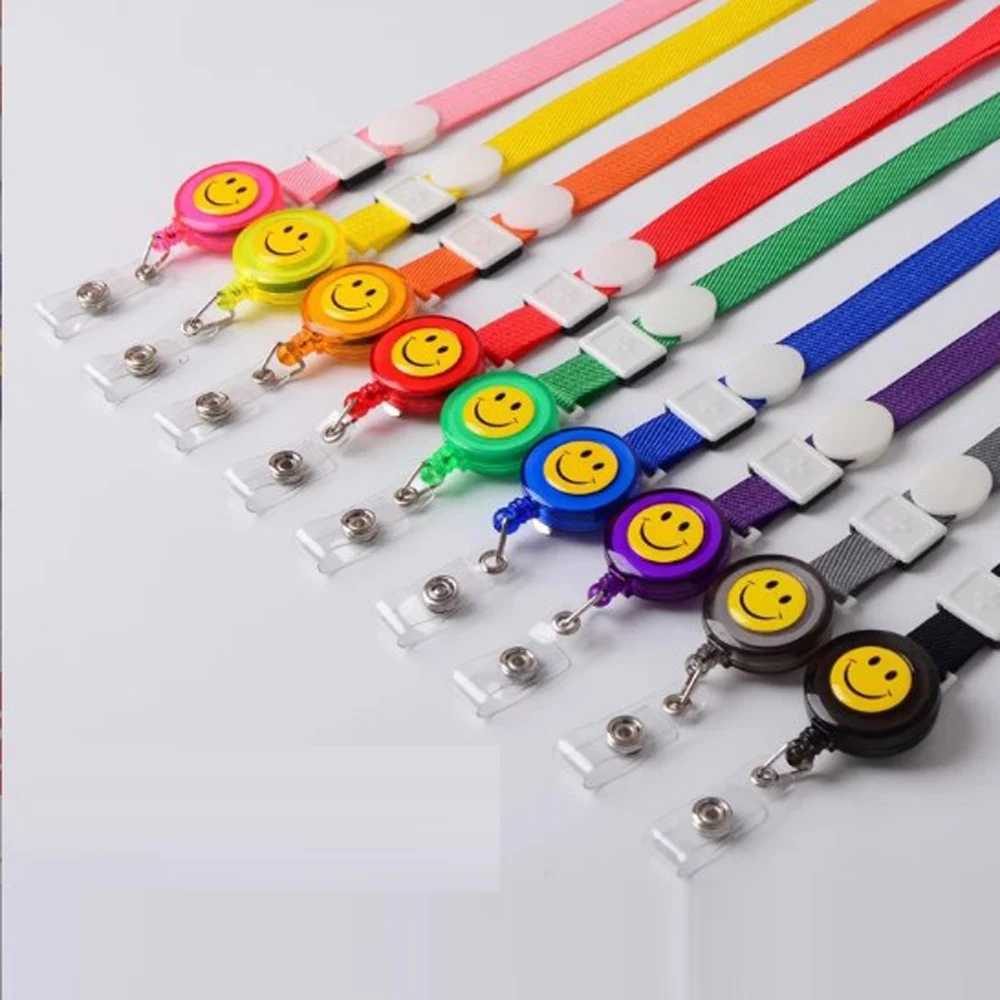 20 Pcs Face Reel Lanyard Card Holders Bank Card Neck Strap School Office Nurse Accessories Retractable Badge Holder Clip