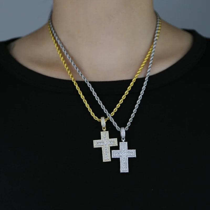 Cross Pierced【Casual】（Silver） Silver Tone Cubic Zirconia Cross Earrings | New Look