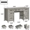 61'' Executive Office Desk with 5 Drawers, Computer Desk with Charging Station, File Drawers & Storage Cabinet, Home Office Desk 3