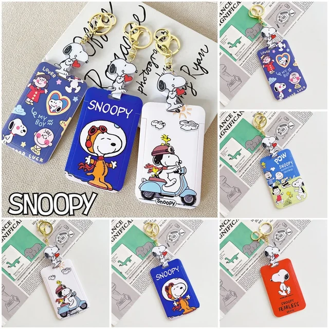 Snoopy Anime Cartoon Card Cover Case Bank Business Work Card Holder with  ABS Retractable Badge Reel