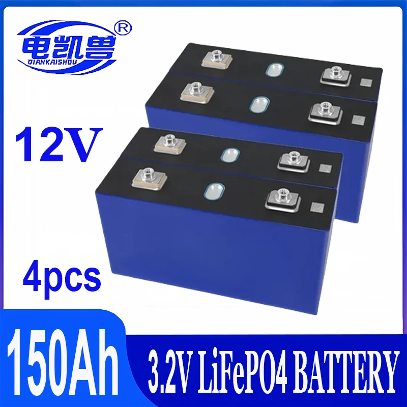 

4 pcs Original grade A 3.2V 150Ah LiFePO4 battery DIY 4s 8s 12v 24V RV Motorcycle Electric Car travel Solar inverter Batteries