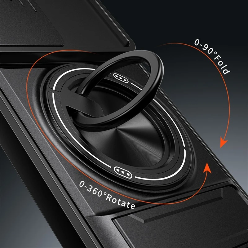 Enhanced Armor Phone Case with Magnetic Ring Stand and Lens Protection