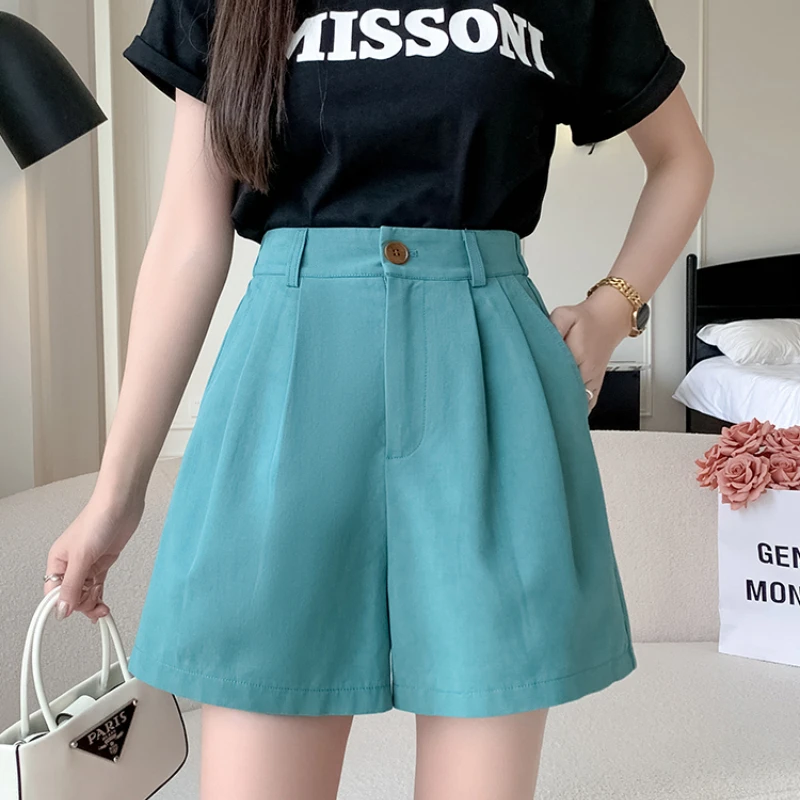 

Casual Womens Shorts Elasticity High Waisted Shorts Cotton Shorts Women Summer Women Clothing Wide Leg Pants Basic Black Shorts