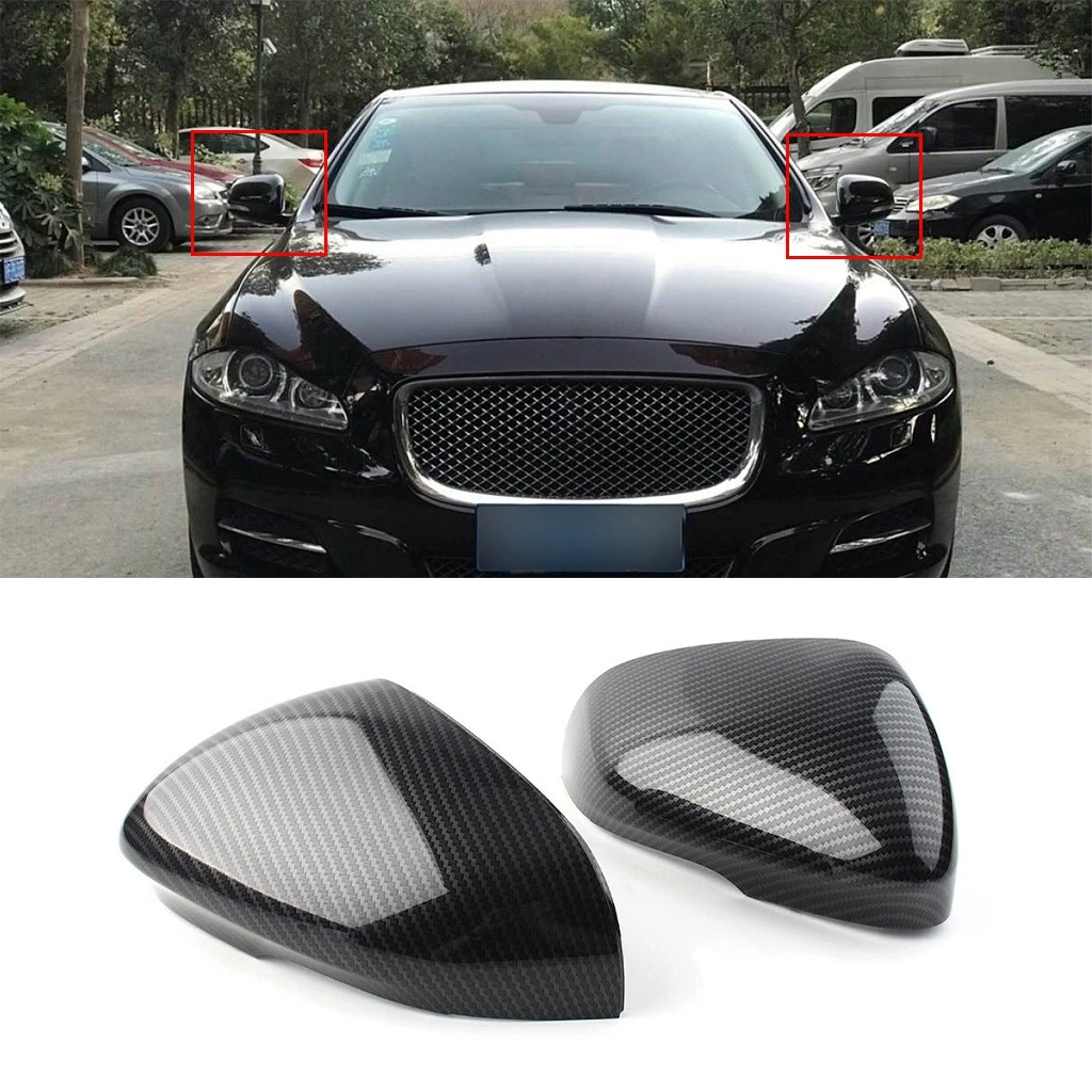 

1 Pair Carbon Fiber Look Car Rear Side View Mirror Cover Cap For Jaguar XF XFR XFR-S XE XJ XJR XK XKR XKR-S Car styling