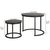 Small Coffee Table Set of 2,Round Coffee Table End Tables for Living Room,Modern Black Coffee Table Nesting Tables,Farmhouse 3