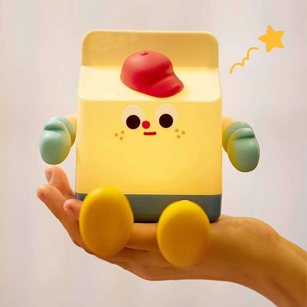 Cartoon Milk Carton Atmosphere Light LED Reading Light Children's Bedroom Bedside Touch Switch USB