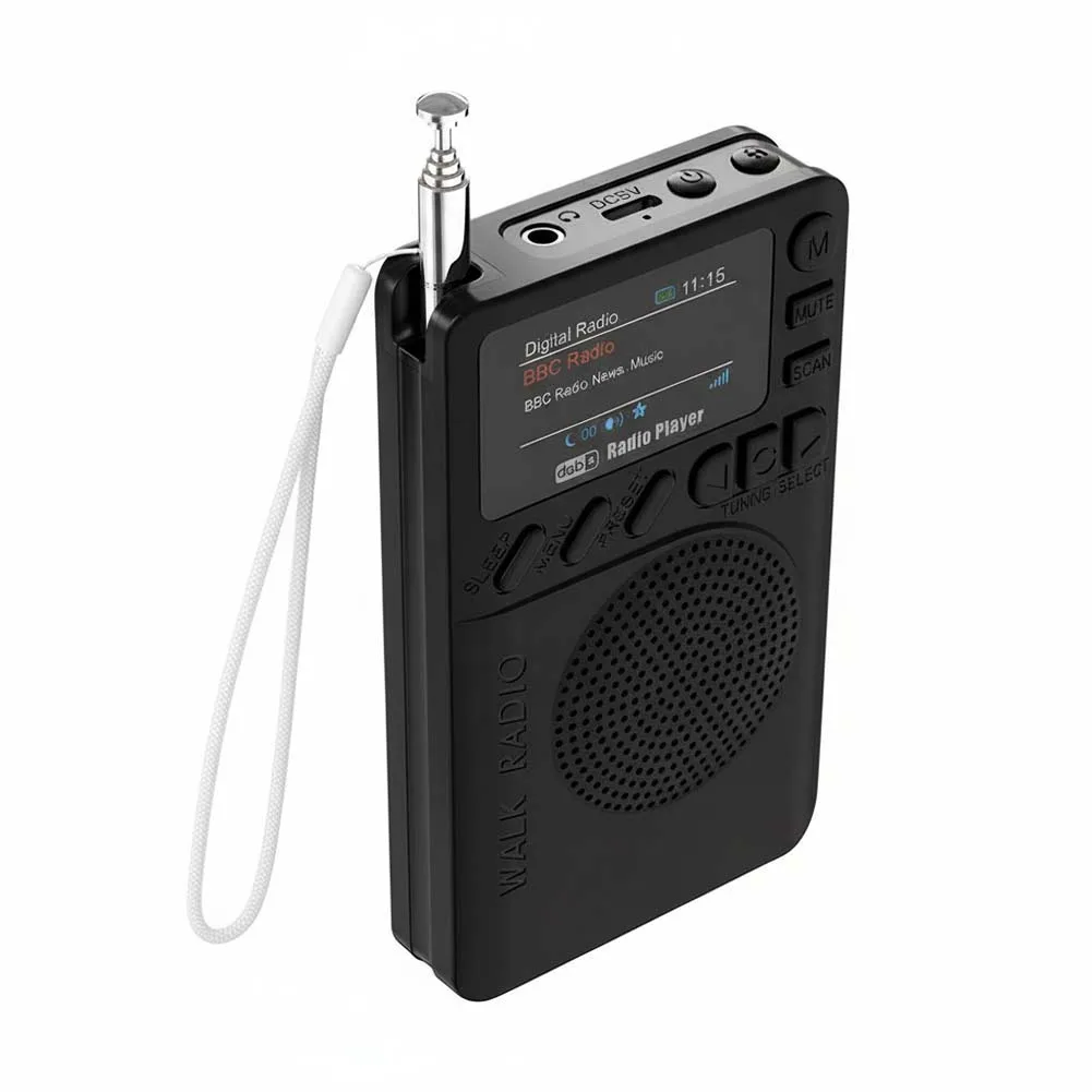 헤드폰 잭이 있는 미니 DAB FM 디지털 라디오, 컬러 스크린 포켓 라디오, MP3 재생 스피커, 야외 캠핑 하이킹용