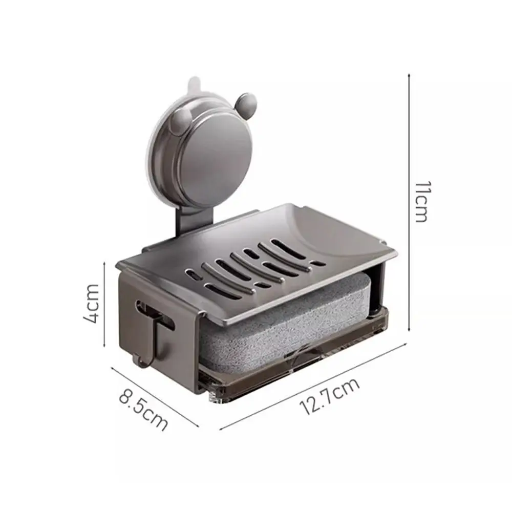 Durable Suction Cup Soap Holder Aluminum Alloy Punch-free Storage Shelf Wall Mounted Soap Rack Kitchen Bathroom Organizer 6