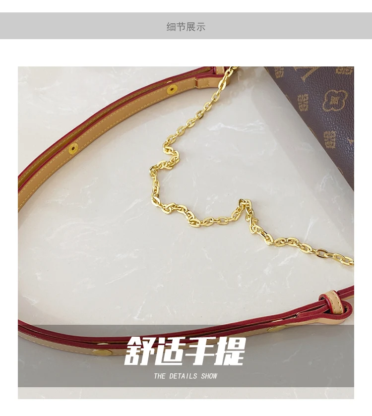Damen-Achseltasche mit Kette, Retro-bedruckte Umhängetasche, modische und vielseitige Umhängetasche – Detail 3