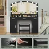 10 Led Lights, Dressing Vanity Table with Stool,Makeup Vanity with Lights, with 3 Drawers, 2 Cabinets & Long Storage Shelf 4
