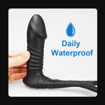 Prostate Massager Anal Vibrator Thrusting Dildos Delay Ejaculation Lock Ring Silicone Anal Butt Plug Tail Sextoy for Men Gay 4