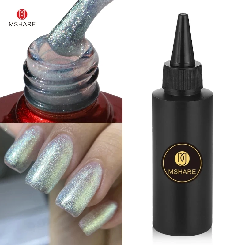 

MSHARE Sparkling Rubber Base Coat Chameleon Aurora Color Nail Gel Polish Semi Permanent UV LED Varnish 100ml