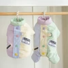 Thiened Fce Dog Clothes Four Legs Windproof Cotton Autumn Winter Clothes for Small Dogs Teddy Pet Clothes with Heart Bule