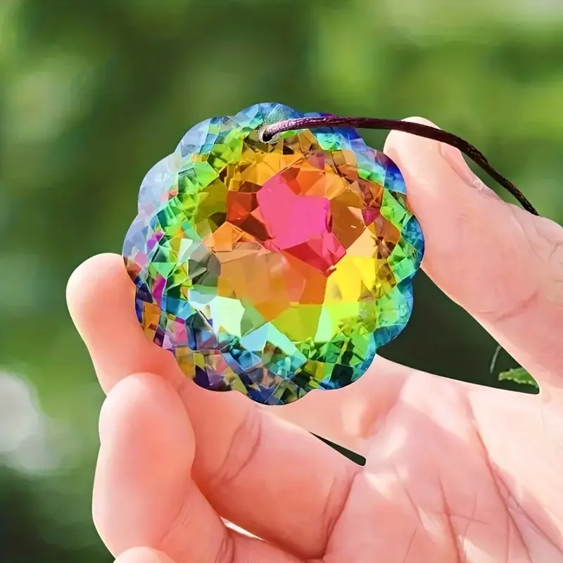 With Rope Colorful Crystal Glass Prism Ball Suncatcher Pendant Home Garden Craft Decoration Valentine's Day Mother's Gift 1 Pc