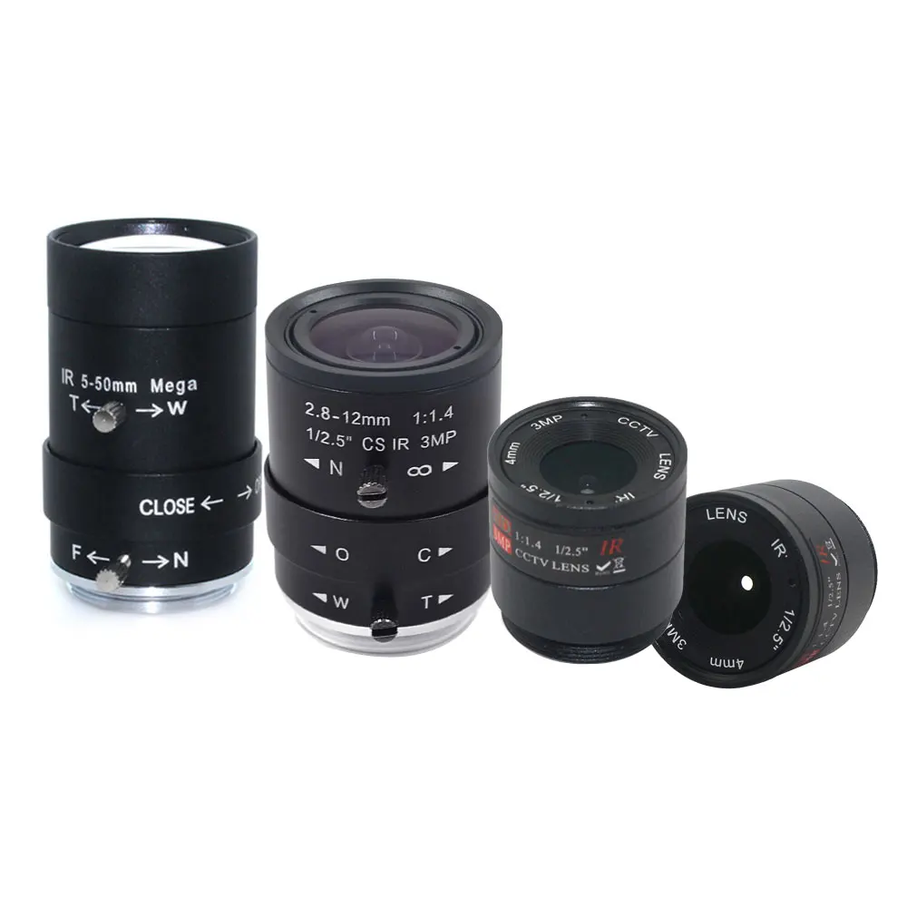 3MP HD 4mm Fixed Focus 5-50mm 2.8-12mm Varifocal Zoom Manual Lens 650 IR Filter CCTV Lens For CS Mount Security Camera