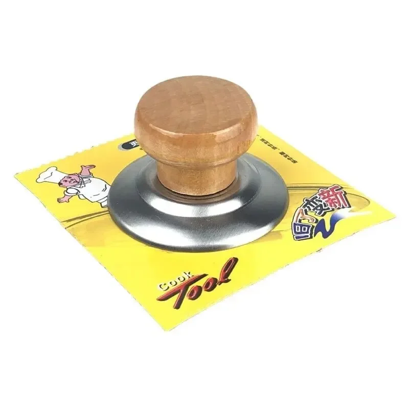 1PC Pot Lid Handle Solid Wood Stainless Steel Pot Twist Pot Cap Anti-scalding Round Kitchenware Cookware Accessories