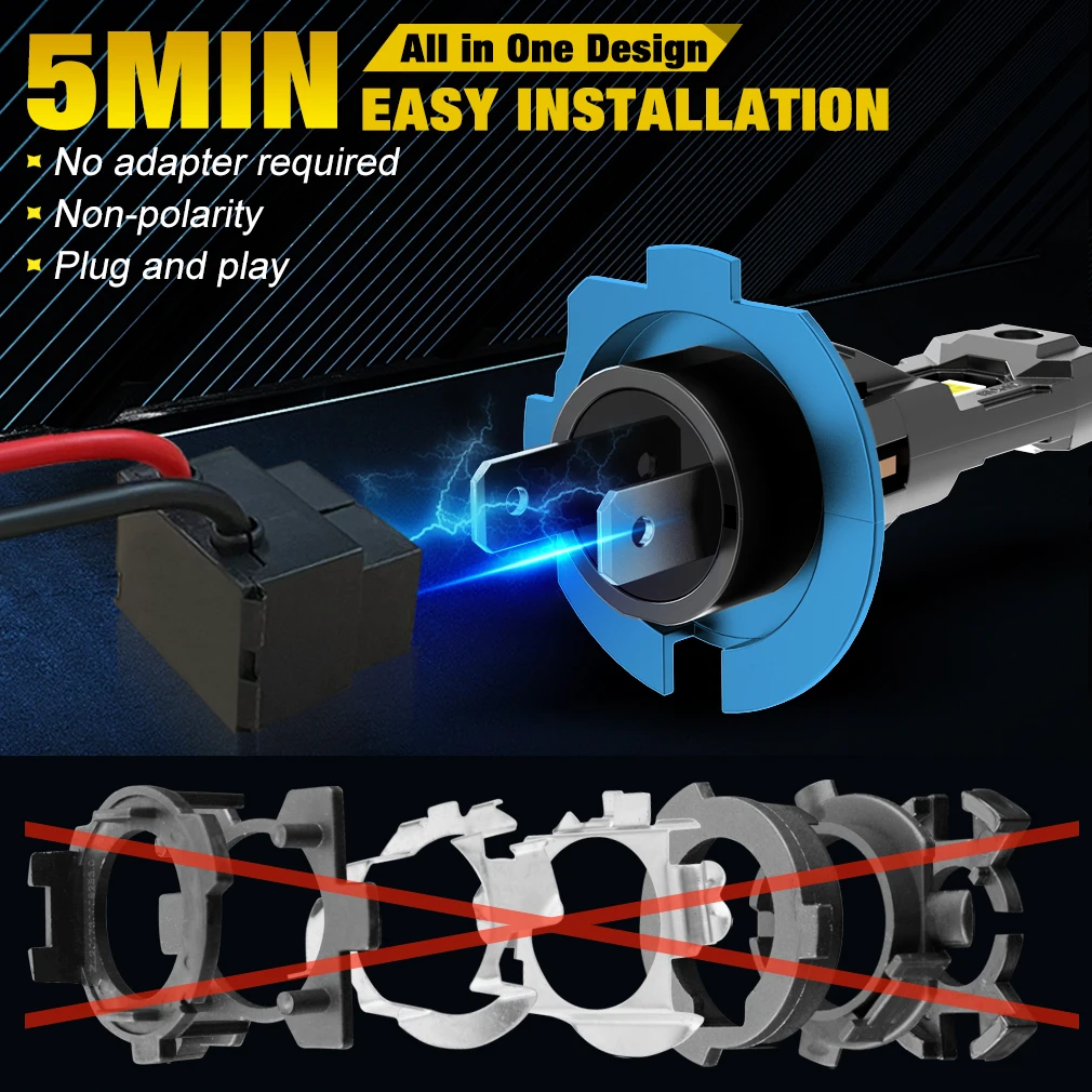 H7 LED Headlight Bulbs XSTORM H7 LED Headlight Bulbs 120W 30000LM 6000K 7035 CSP Headlamp With Turbo Fan Auto Headlight fog
