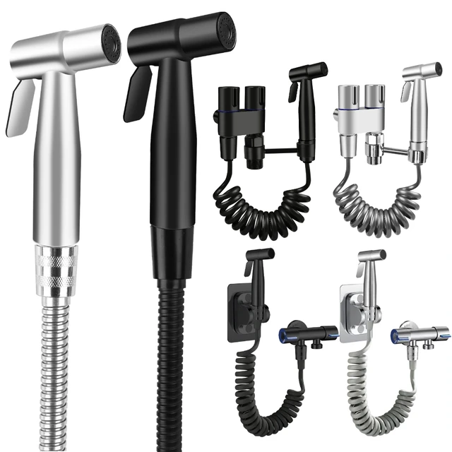 หัวฉีดสเปรย์น้ำสแตนเลสแบบมือถือสำหรับโถสุขภัณฑ์ หัวฉีดสเปรย์น้ำสแตนเลสแบบมือถือสำหรับโถสุขภัณฑ์ หัวฉีดน้ำแบบแปรงขัดเงา 1
