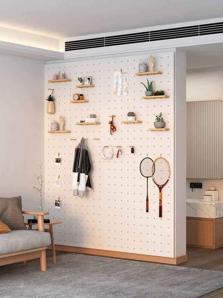 

Стеллаж для хранения из массива дерева с отверстиями на стене, деревянная подвесная стена для хранения на стене