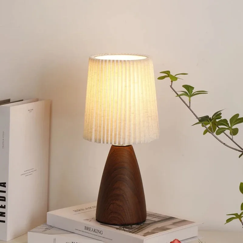 빈티지 LED Pleated 테이블 램프 패브릭 리넨 그늘 USB 디 밍이 가능한 책상 램프 홈 장식 거실 어린이 침실 밤 빛