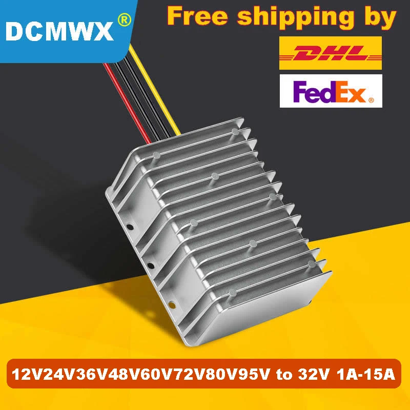 

DC-DC 12V24V36V48V60V72V95V to 32V Step-down transformer Boost converters Voltage regulator power supply adapter Shipping By DHL