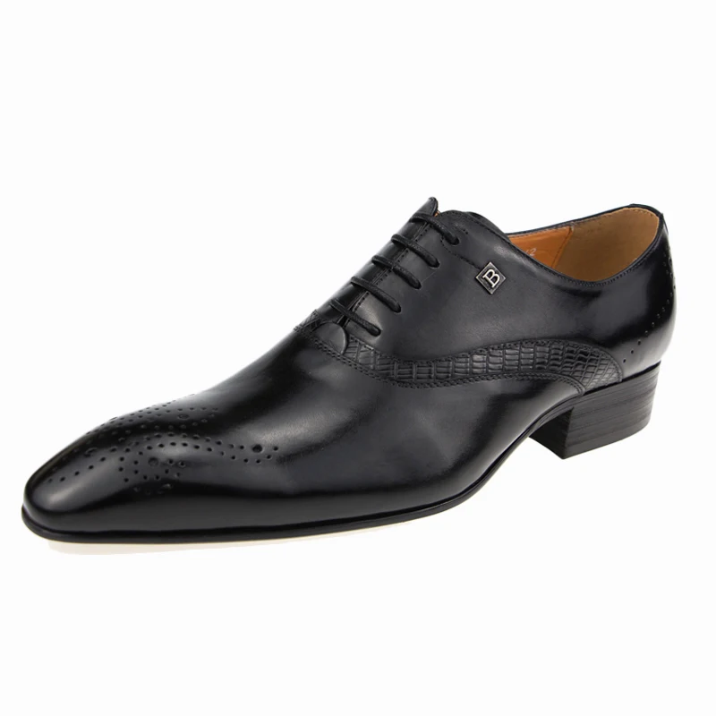 Successfully Men Shoes Of Formal Office Handmade Pointed Toe Wedding Dress Suit Genuine Leather Lace Up Style Sapatoe For Males