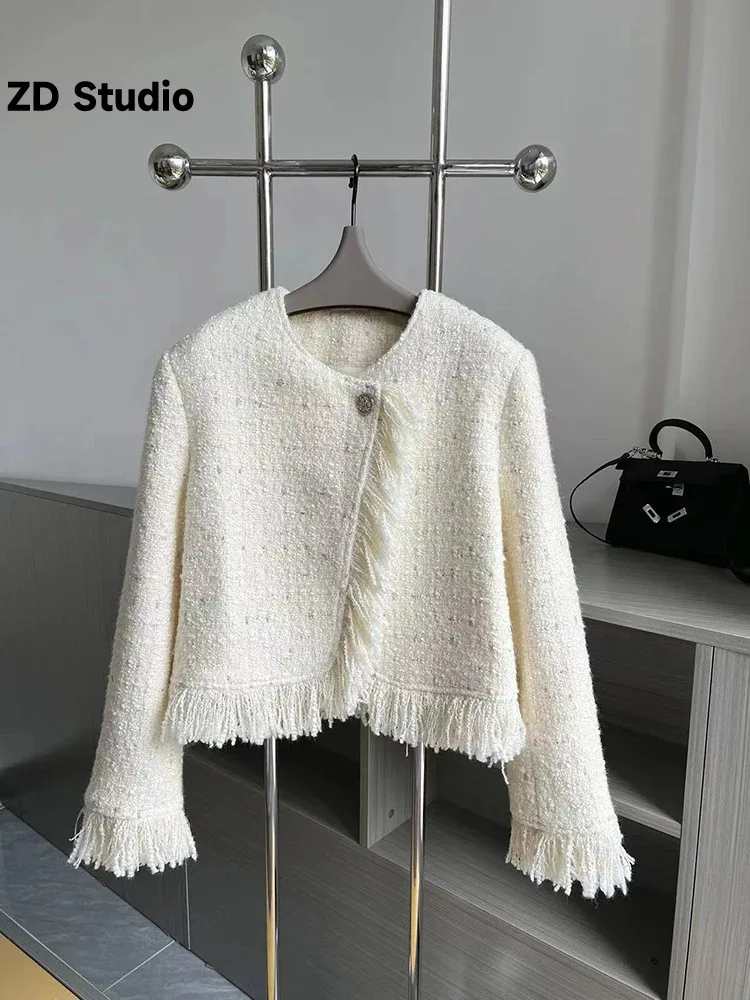 

[ZD Studio] Peace Handmade Brushed Tassel Texture Small Fragrant Coat Women's Winter Style